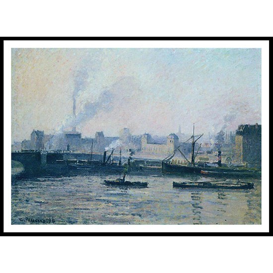 The Bridge of Boieldieu Rouen Fog 1896, A New Print Of a Camille Pissaro Painting