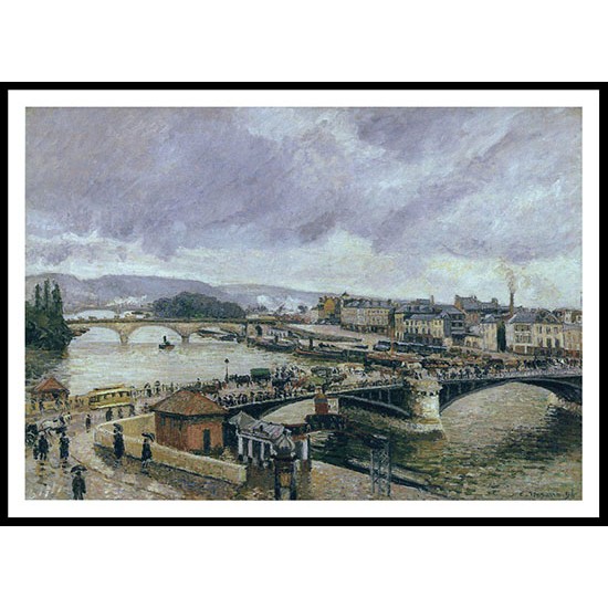 The Bridge of Boieldieu Rouen Rain Effect 1896, A New Print Of a Camille Pissaro Painting