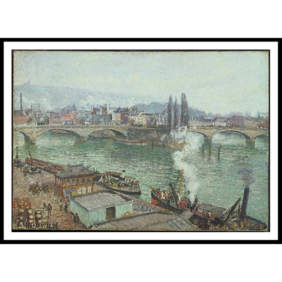 The Bridge of Corneille Rouen Grey Weather 1896, A New Print Of a Camille Pissaro Painting