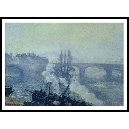 The Bridge of Corneille Rouen Morning Mist 1896, A New Print Of a Camille Pissaro Painting