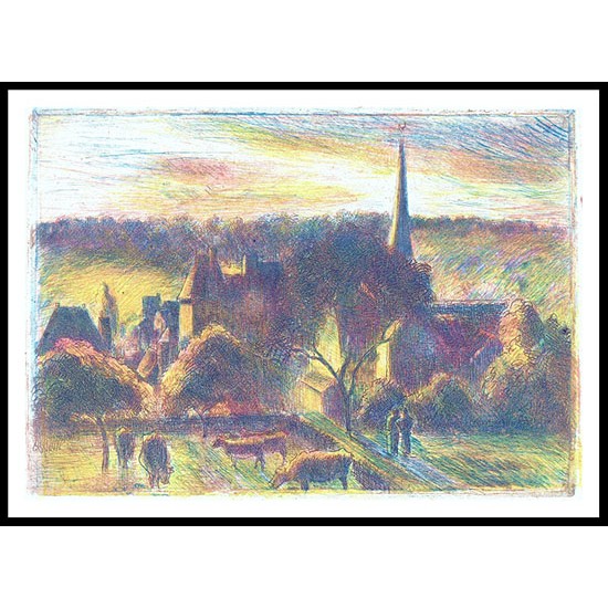 The Church and Farm at Eragny sur Epte 1894 95, A New Print Of a Camille Pissaro Painting