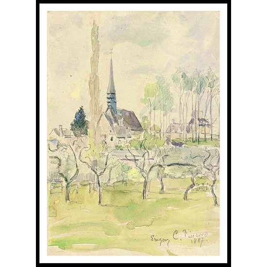 The Church at Eragny 1887, A New Print Of a Camille Pissaro Painting