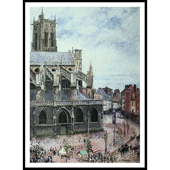 The Church of Saint Jacues Dieppe Rainy Weather 1901, A New Print Of a Camille Pissaro Painting