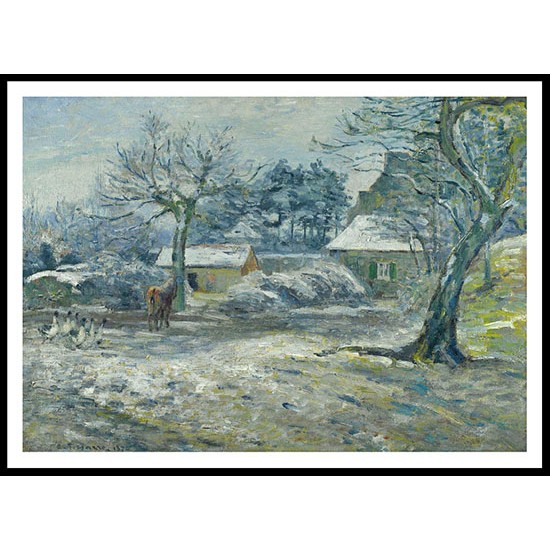 The Farm at Montfoucault Snow 1874, A New Print Of a Camille Pissaro Painting