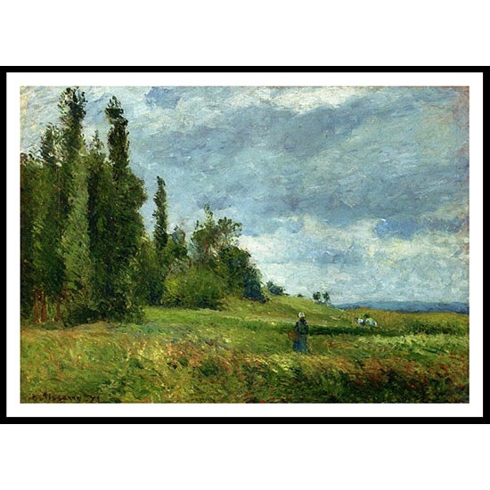 The Hill of Groettes Pontoise Grey Weather 1875, A New Print Of a Camille Pissaro Painting