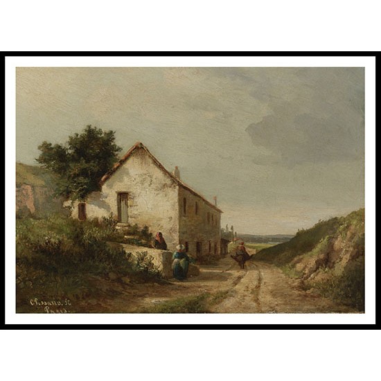 The House by the Road of Campagne wth Figures 1856, A New Print Of a Camille Pissaro Painting