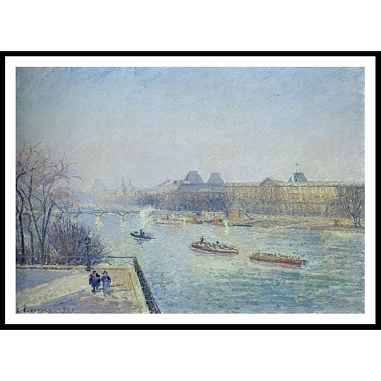 The Louvre Morning Winter Sunshine Frost the Pont Neuf the Seine 1901, A New Print Of a Camille Pissaro Painting