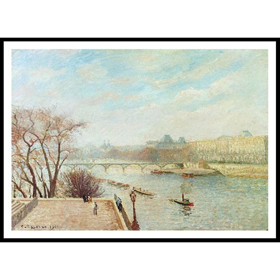 The Louvre Winter Sunlight Morning 1901, A New Print Of a Camille Pissaro Painting