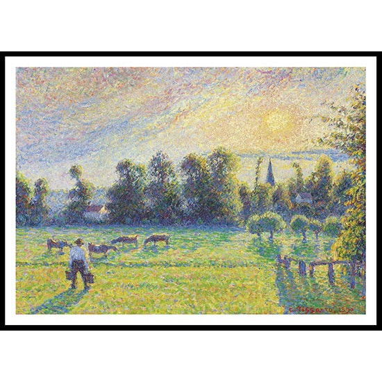 The Pasture Sunset Eragny 1890, A New Print Of a Camille Pissaro Painting