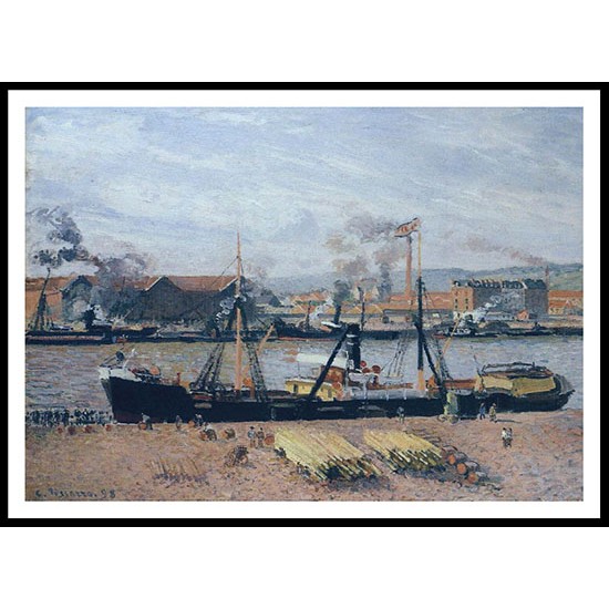 The Port of Rouen Unloading Wood 1898, A New Print Of a Camille Pissaro Painting