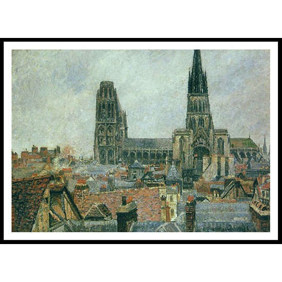 The Roofs of Old Rouen Grey Weather 1896, A New Print Of a Camille Pissaro Painting