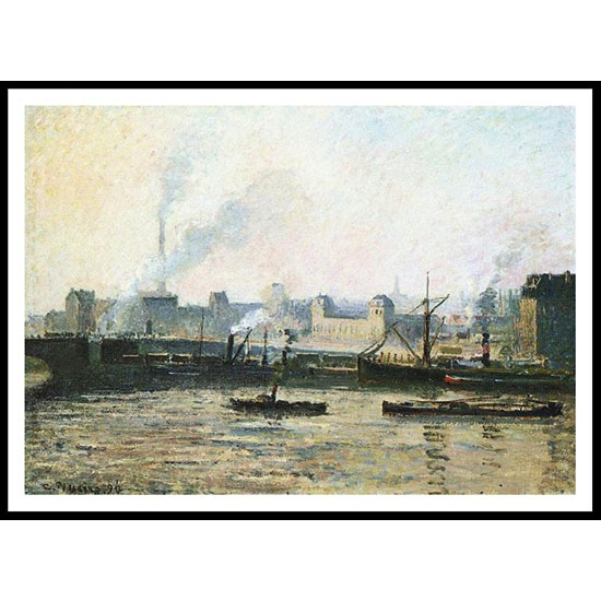 The Saint Sever Bridge at Rouen Fog 1896, A New Print Of a Camille Pissaro Painting