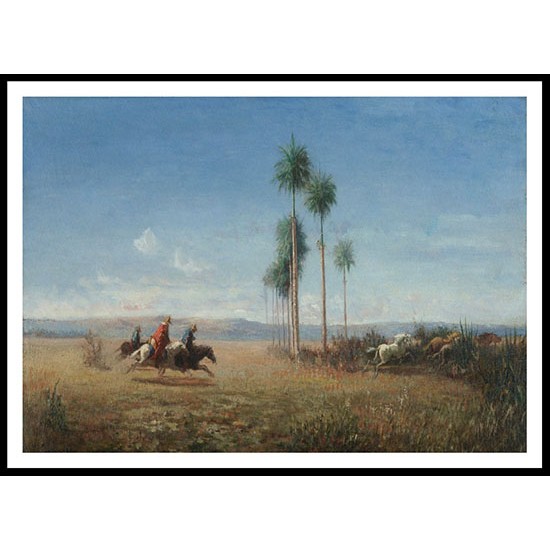 Three Horsemen Galloping by the Plain Venezuela, A New Print Of a Camille Pissaro Painting