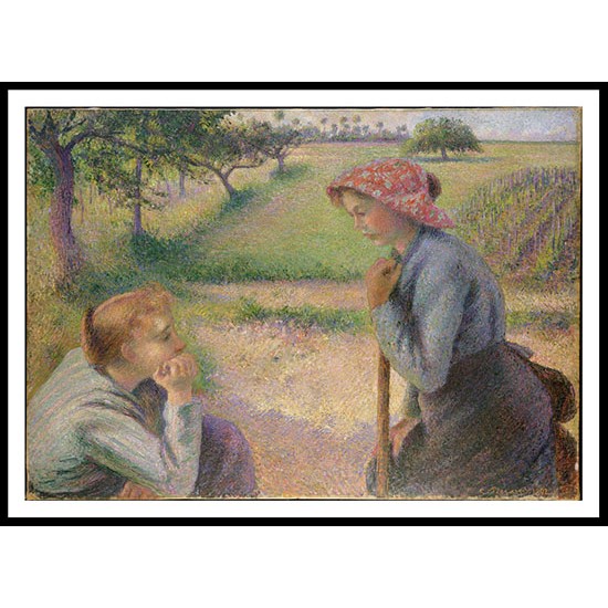 Two Peasant Woman Chatting 1892, A New Print Of a Camille Pissaro Painting