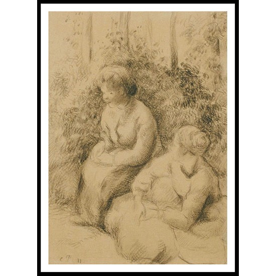 Two Peasants Seated 1881, A New Print Of a Camille Pissaro Painting