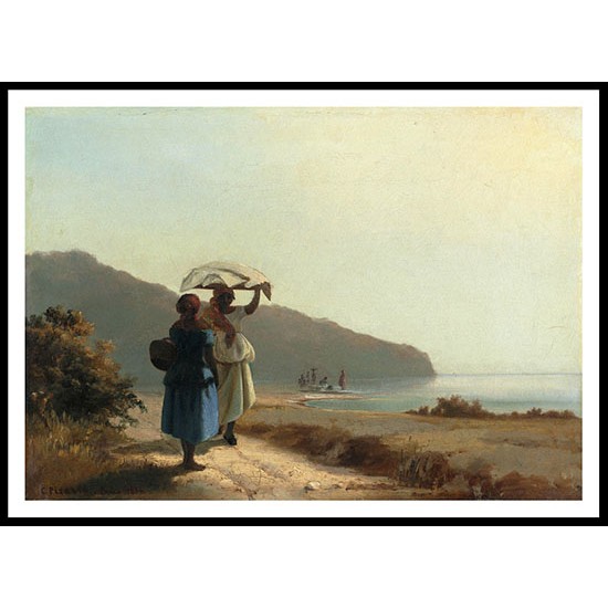 Two Women Chatting by the Sea St Thomas 1856, A New Print Of a Camille Pissaro Painting