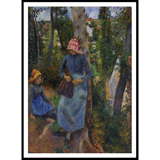 Two Young Peasants Chatting under the Trees 1881, A New Print Of a Camille Pissaro Painting