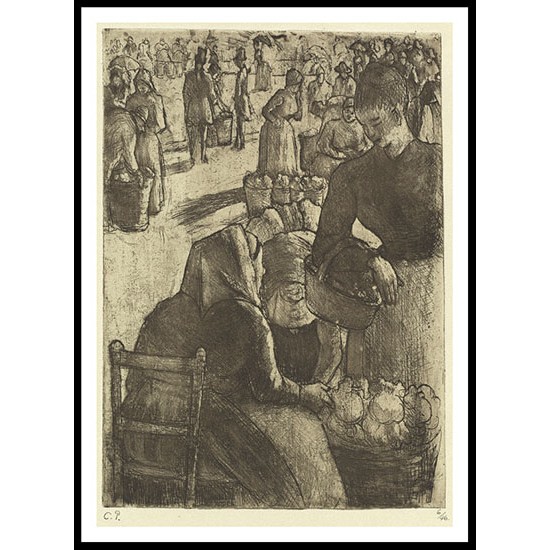 Vegetable Market at Pontoise 1891, A New Print Of a Camille Pissaro Painting