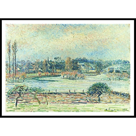 View of Bazincourt Flood Morning Effect 1892, A New Print Of a Camille Pissaro Painting