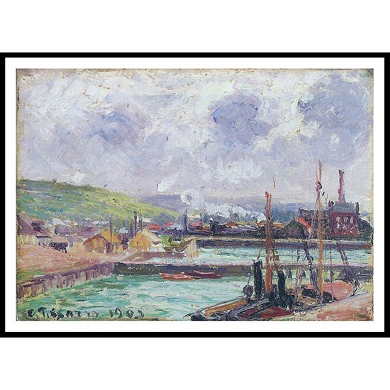 View of Duquesne and Berrigny Basins in Dieppe 1902, A New Print Of a Camille Pissaro Painting