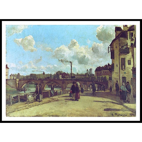 View of Pontoise Quai du Pothuis 1868, A New Print Of a Camille Pissaro Painting