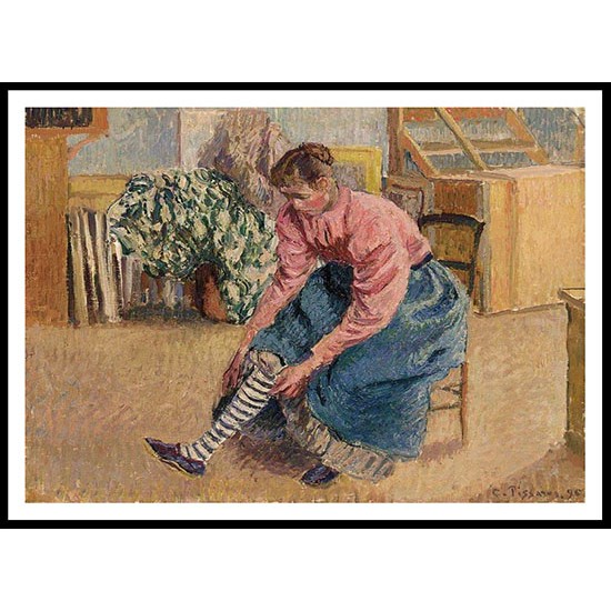 Woman Putting on Her Stockings 1895, A New Print Of a Camille Pissaro Painting