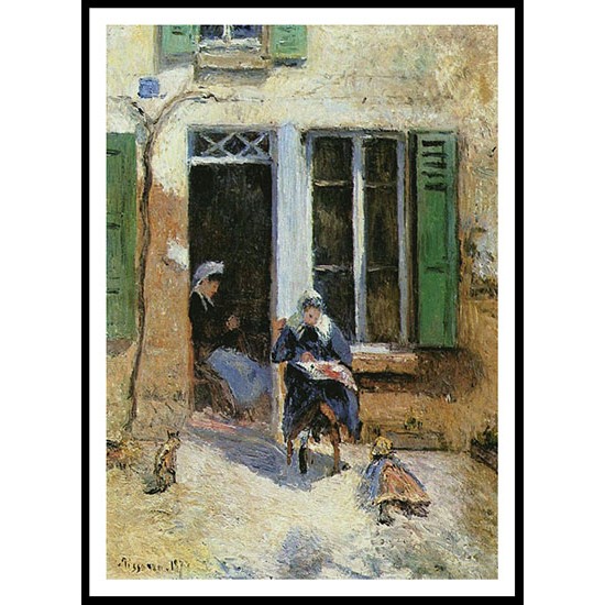 Woman and Child Doing Needlework 1877, A New Print Of a Camille Pissaro Painting