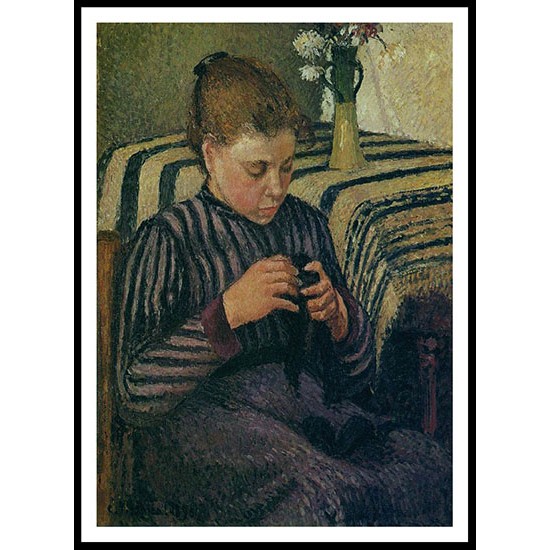 Young Girl Mending Her Stockings 1895, A New Print Of a Camille Pissaro Painting