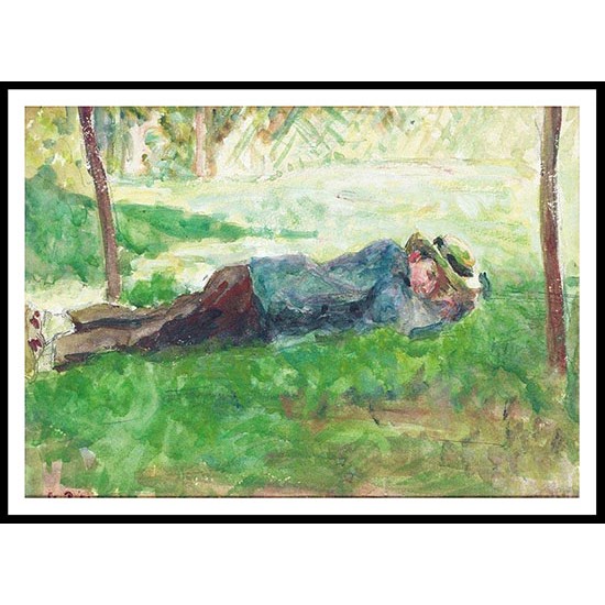 Young Peasant Laying on the Grass, A New Print Of a Camille Pissaro Painting