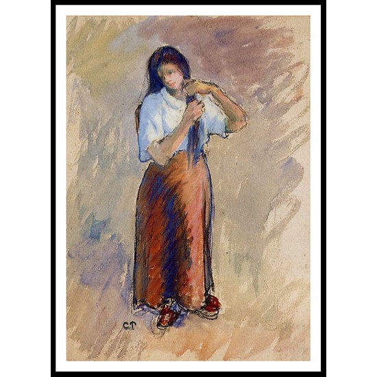 Young Woman Knotting Her Hair, A New Print Of a Camille Pissaro Painting