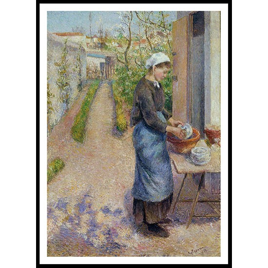 Young Woman Washing Plates 1882, A New Print Of a Camille Pissaro Painting