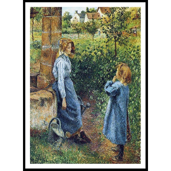 Young Woman and Child at the Well 1882, A New Print Of a Camille Pissaro Painting