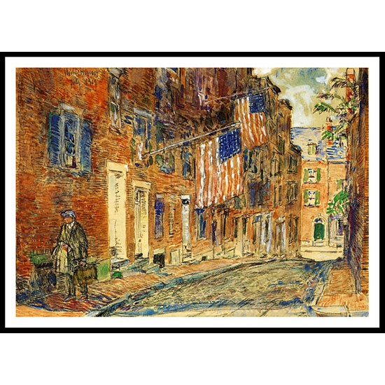 Acorn Street Boston 1919, A New Print Of a Frederick Childe Hassam Painting