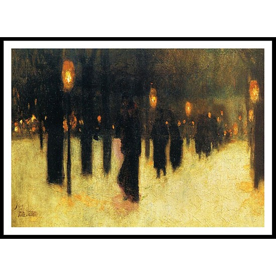 Across the Common on a Winter Evening 1885 85, A New Print Of a Frederick Childe Hassam Painting