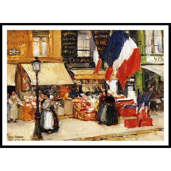 Bastille Day Boulevard Rochechouart Paris 1889, A New Print Of a Frederick Childe Hassam Painting