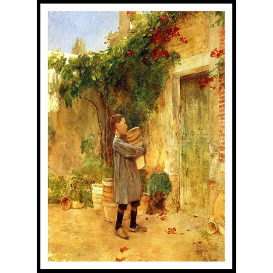 Boy with Flower Pots 1913, A New Print Of a Frederick Childe Hassam Painting