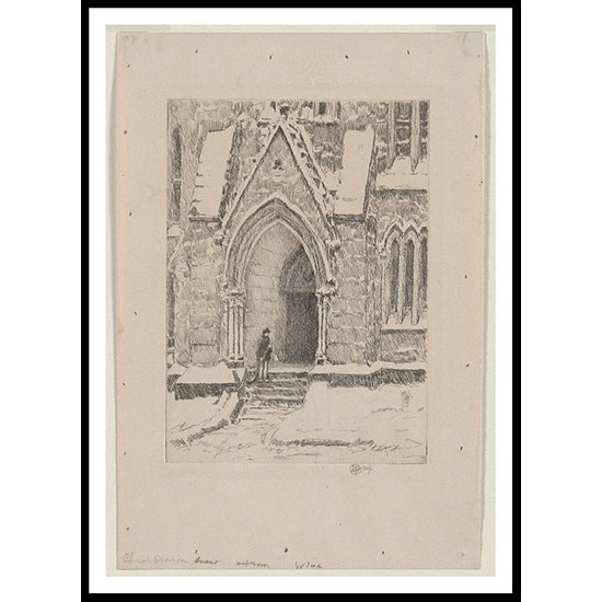 Church Doorway Snow 1917, A New Print Of a Frederick Childe Hassam Painting