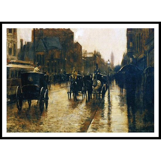 Columbus Avenue Rainy Day 1885, A New Print Of a Frederick Childe Hassam Painting