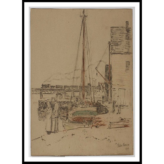 Cos Cob the Bridge and Docks 1902, A New Print Of a Frederick Childe Hassam Painting