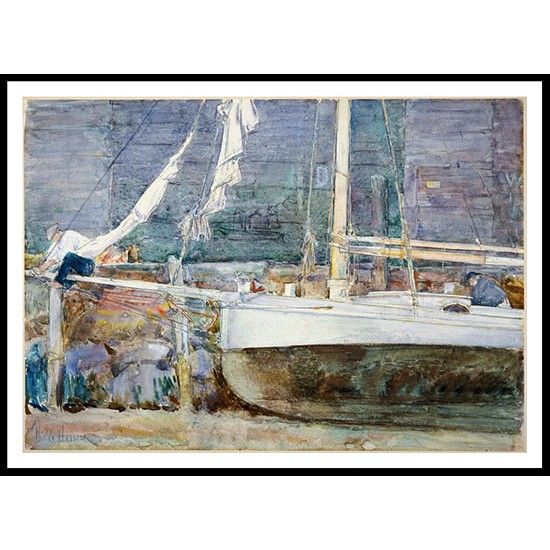 Drydock Gloucester 1890s, A New Print Of a Frederick Childe Hassam Painting