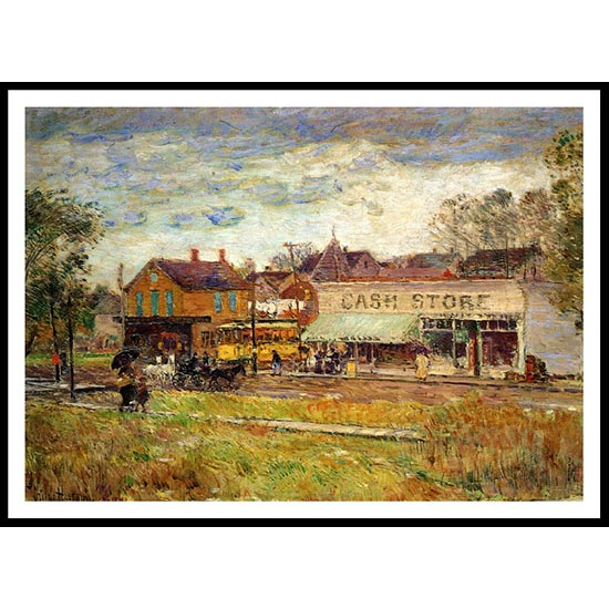 End of the Trolley Line Oak Park Illinois 1893, A New Print Of a Frederick Childe Hassam Painting