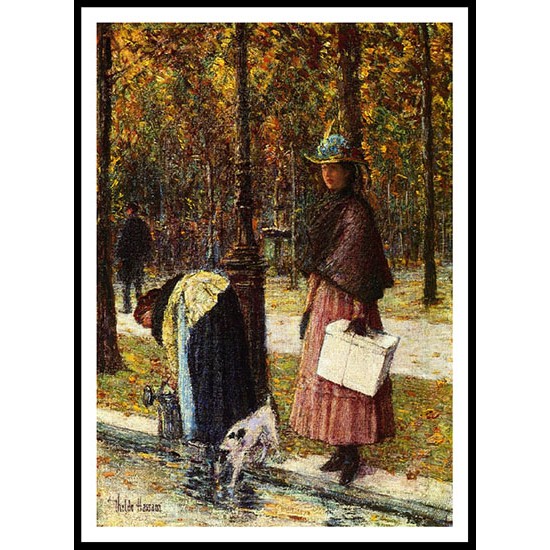 Evening Champs Elysees (aka Pres du Louvre) 1898, A New Print Of a Frederick Childe Hassam Painting