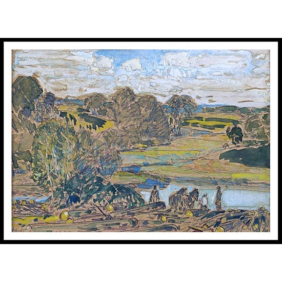 Extensive Landscape with River 1917, A New Print Of a Frederick Childe Hassam Painting