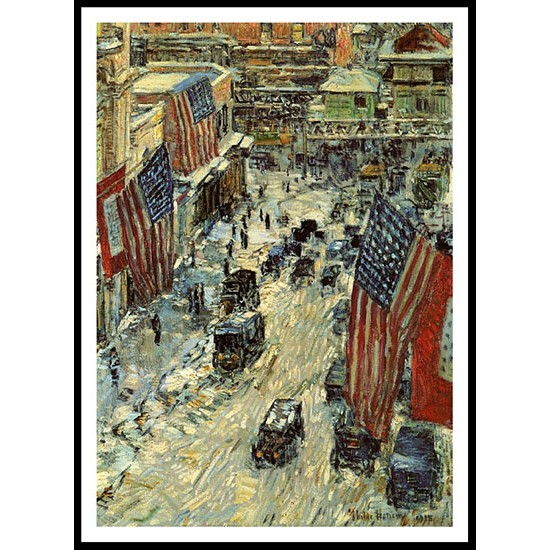 Flags on Fifty Seventh Street 1918, A New Print Of a Frederick Childe Hassam Painting