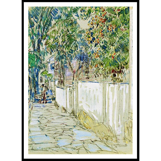 Flagstone Sidewalk Portsmouth New Hampshire 1916, A New Print Of a Frederick Childe Hassam Painting