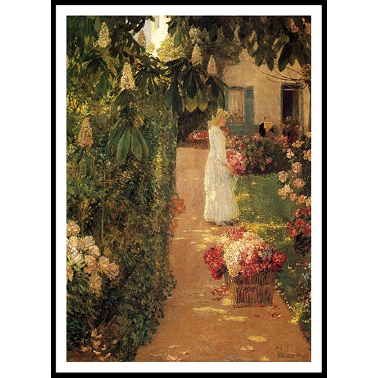 Gathering Flowers in a French Garden 1888, A New Print Of a Frederick Childe Hassam Painting