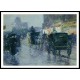 Horse Drawn Cabs at Evening New York 1890, A New Print Of a Frederick Childe Hassam Painting