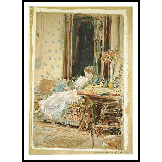 Lady Reading 1898, A New Print Of a Frederick Childe Hassam Painting