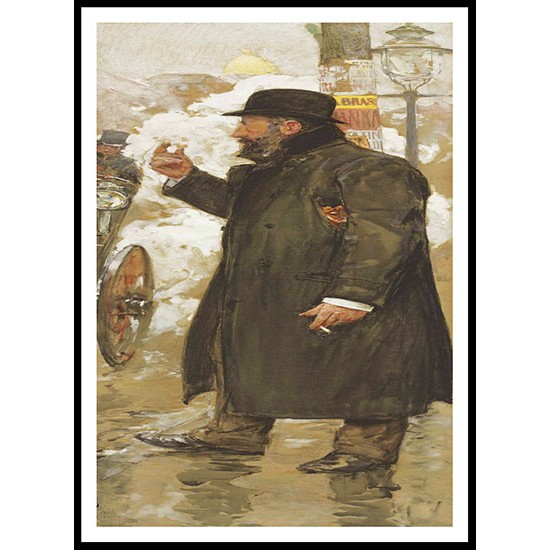 Man Standing in Street 1890, A New Print Of a Frederick Childe Hassam Painting