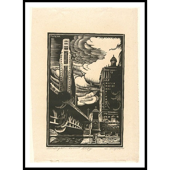 Michigan Avenue Bridge 1930s, A New Print Of a Frederick Childe Hassam Painting